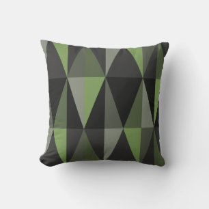 MidCentury Modern Triangles Mörk Olive Kudde