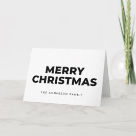 Midcentury Monochrome Script Merry Christmas Helgkort