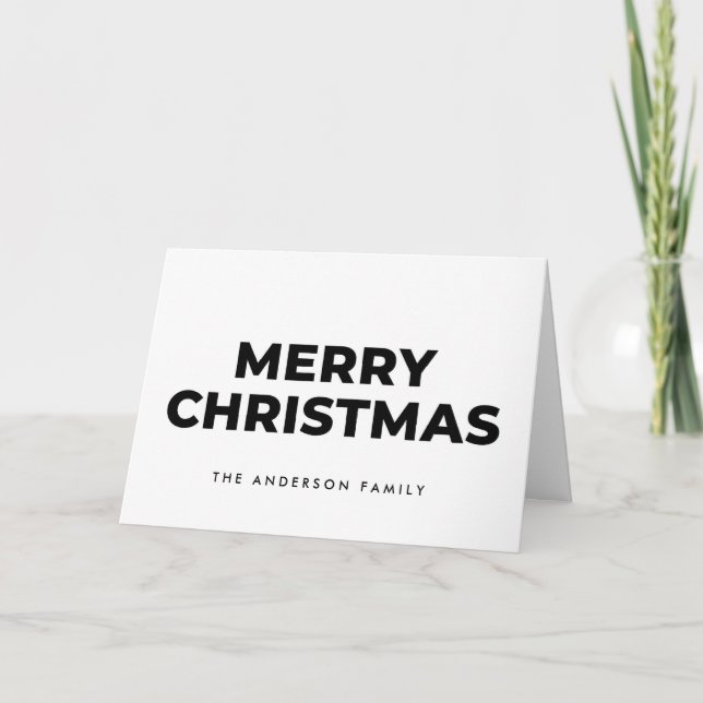 Midcentury Monochrome Script Merry Christmas Helgkort (Framsida)