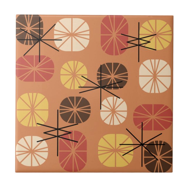 Midcentury Pattern Oblongs Autumn Orange Kakelplatta (Framsidan)