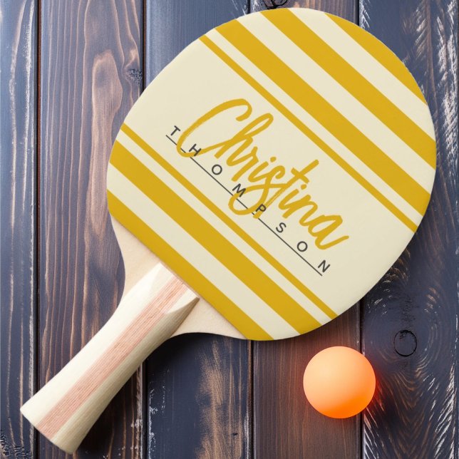 MidCentury Polo Banner Varm Solros Målade Namn Pingisracket (Skapare uppladdad)