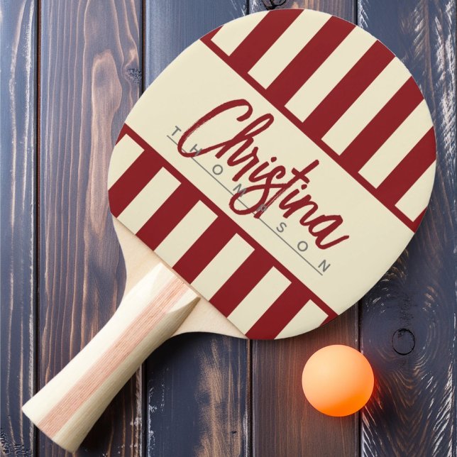 MidCentury Polo Candy Randig Djup Tranbärsfärg Nam Pingisracket (Skapare uppladdad)