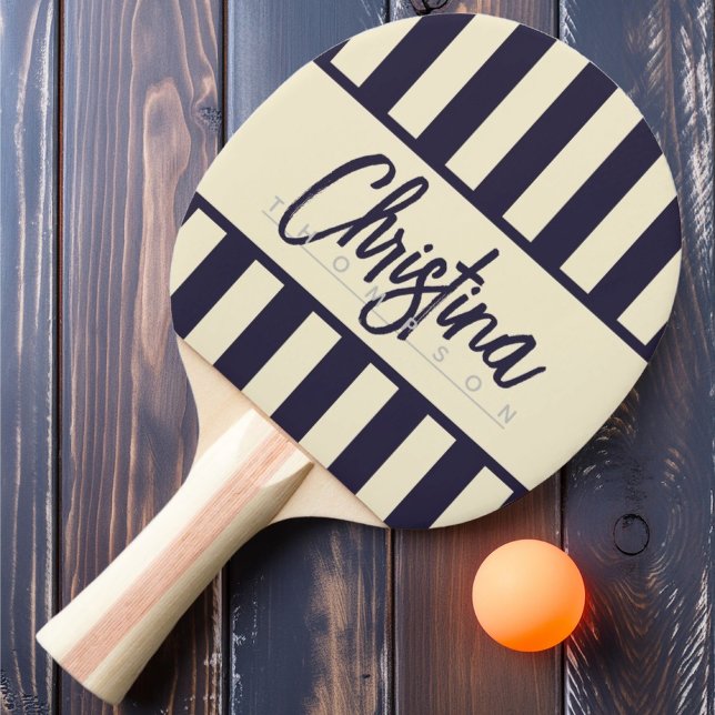 MidCentury Polo Candy Striping Midnatt Ocean Name Pingisracket (Skapare uppladdad)