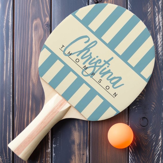 MidCentury Polo Candy Striping Warm Aqua Eftermidd Pingisracket (Skapare uppladdad)