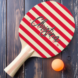 MidCentury Polo Körsbärsplockning Rosa Målad Namn Pingisracket