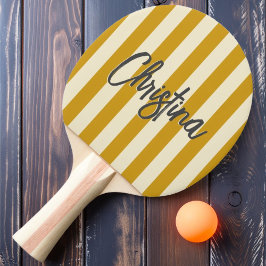MidCentury Polorandig Målade Namn i Golden Ochre Pingisracket