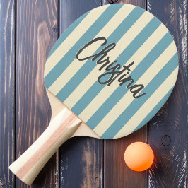 MidCentury Polorandig Varm Aqua Eftermiddag Målad Pingisracket
