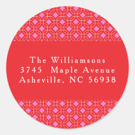 MidCentury Red Rosa Cute-Returadressen Juli Runt Klistermärke