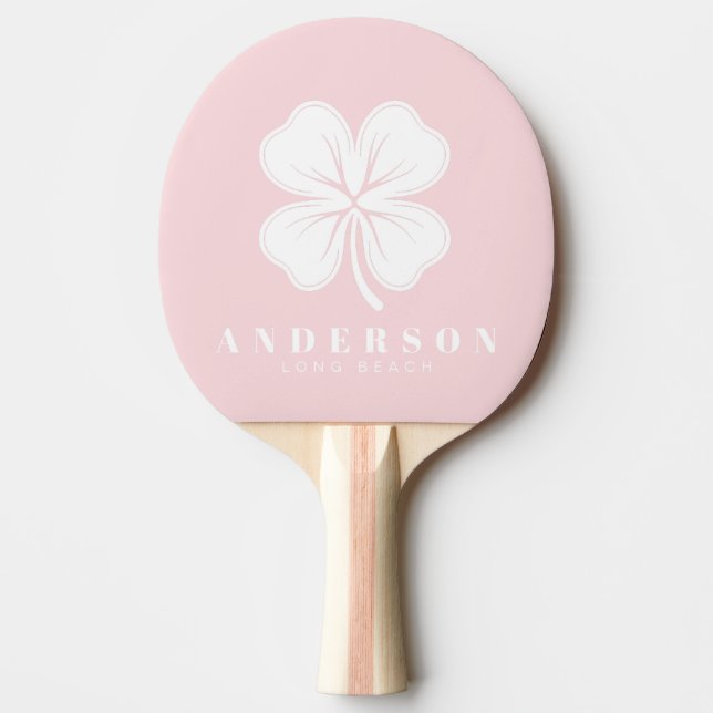 MidCentury Rosa Viska Fyrbladig Klöver med Namn Pingisracket (Framsidan)