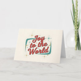 Midcentury Script Joy to the World Christmas Helgkort