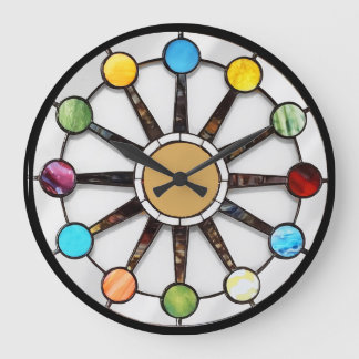 Midcentury stained glass clock stor klocka