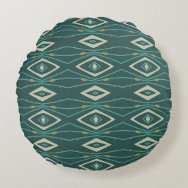 Midcentury Style Geometric Orange Teal Abstract Rund Kudde