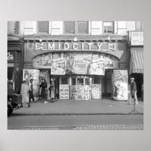 Midcity Movie Theater, 1937. Gammalt foto Poster