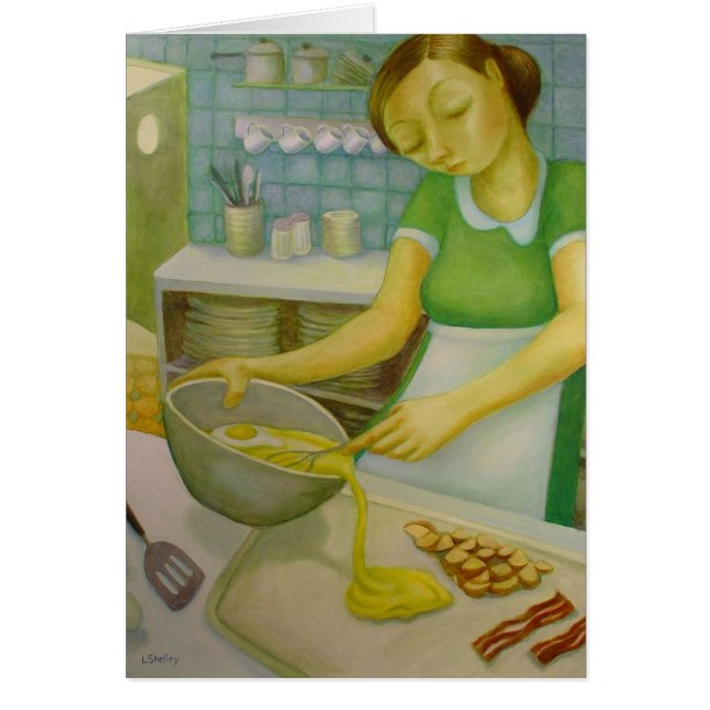 Middag - ägg och bacon - vid Lora Shelley Hälsningskort (Framsidan)