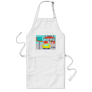 middag Apron 1950 Långt Förkläde