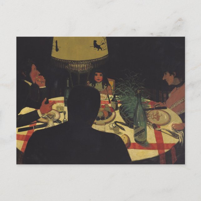 Middag av Lamplight, 1899 Vykort (Framsida)