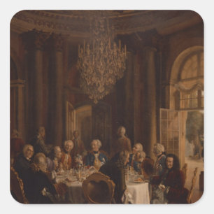 Middag Bord vid Sanssouci, 1850 Fyrkantigt Klistermärke