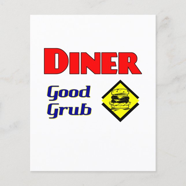 Middag Bra Grub Hamburger Restaurant Art Flygblad (Framsidan)