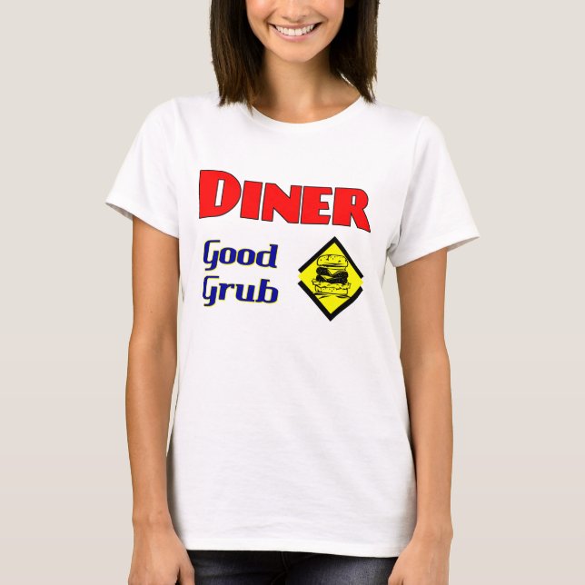 Middag Bra Grub Hamburger Restaurant Art Tee Shirt (Framsida)