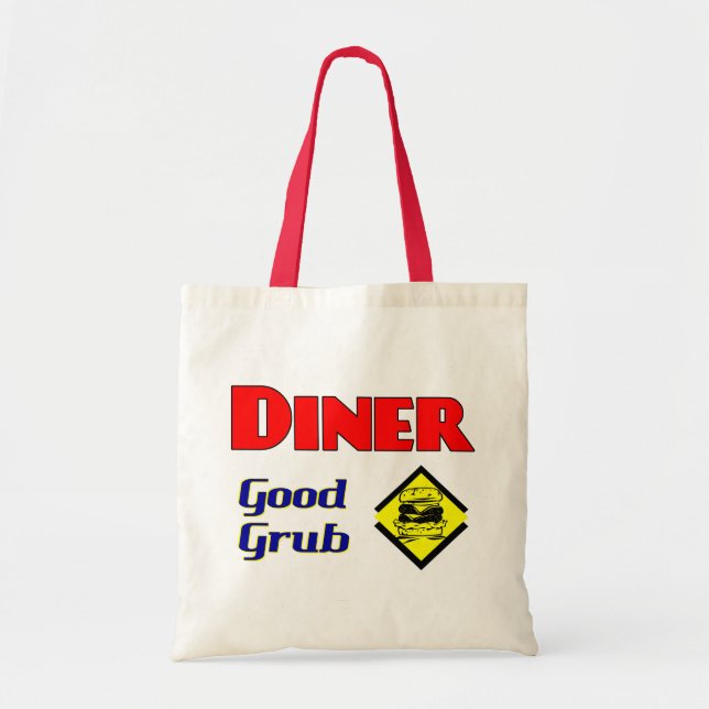 Middag Bra Grub Hamburger Restaurant Art Tygkasse (Framsidan)