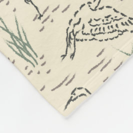 Middag Egrets - Längs floden - fåglar mönster. Fleecefilt