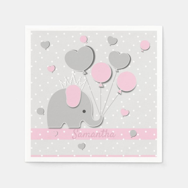 Middag Elefant Ballonger Barnkammare Gåva Pappersservett (Framsidan)