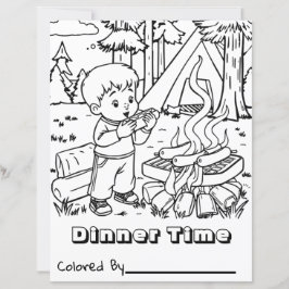 Middag | Färgsida för barn Camping