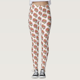Middag Foodie Skriv ut Klubb Sandwich Restaurant   Leggings