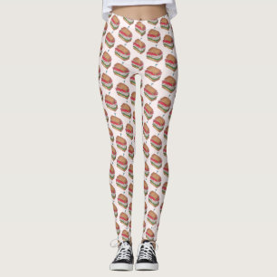 Middag Foodie Skriv ut Klubb Sandwich Restaurant Leggings