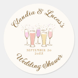 Middag för bröllopsfirande par och vänner runt klistermärke