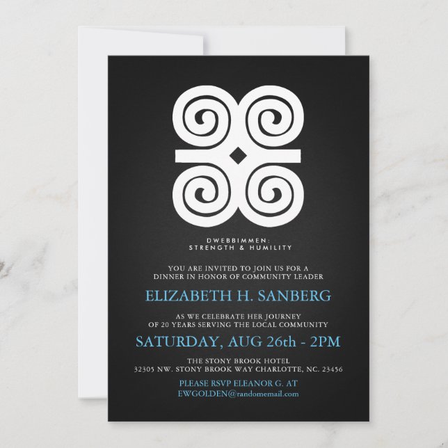 Middag för händelse för Tribute för Dwennimmen Inbjudningar (Framsida)