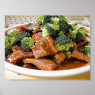 Middag för mat för Szechwan nötköttbroccoli Poster