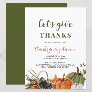 Middag för minimal Thanksgiving med enkel Grönt Inbjudningar