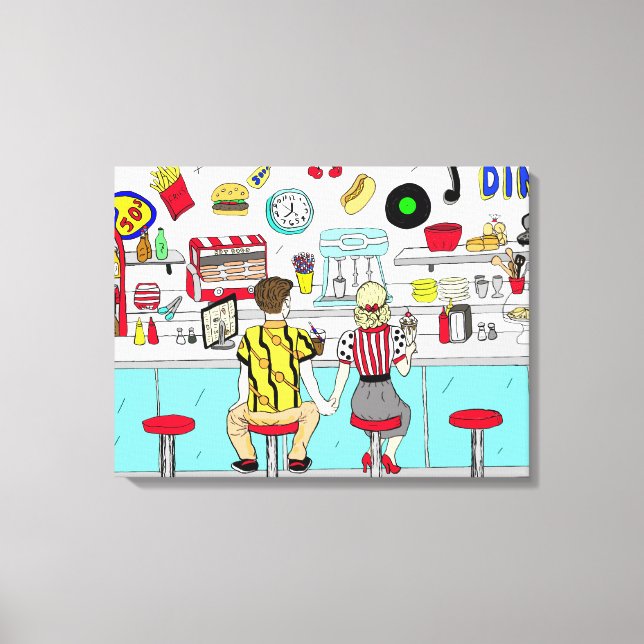 Middag för nostalgiska femtiofem canvastryck (Framsida)