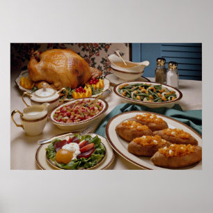 Middag för thanksgivingstekkalkon poster