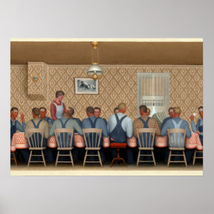 Middag för Threshers efter Grant Wood Poster