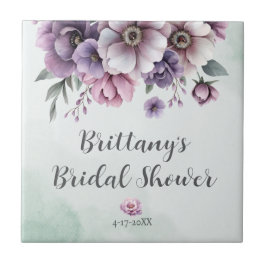 Middag före bröllop Lavendel & Grön Blomma Kakelplatta