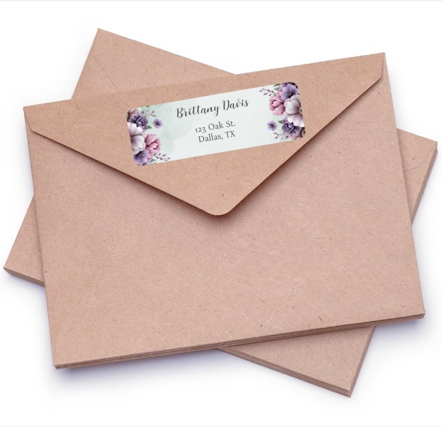 Middag före bröllop Lavendel & Grön Blomma Returadress Etikett (Skapare uppladdad)