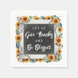 Middag i familjen Blad Thanksgiving Fall Sunblommo Pappersservett