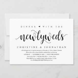 Middag med Newlyweds, Bröllop Elopement Inbjudningar