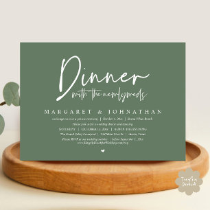 Middag med Newlyweds, Bröllop Elopement Party Inbjudningar
