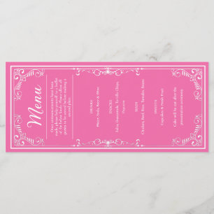 Middag Menu - Rosa Princess Quinceañera Meny