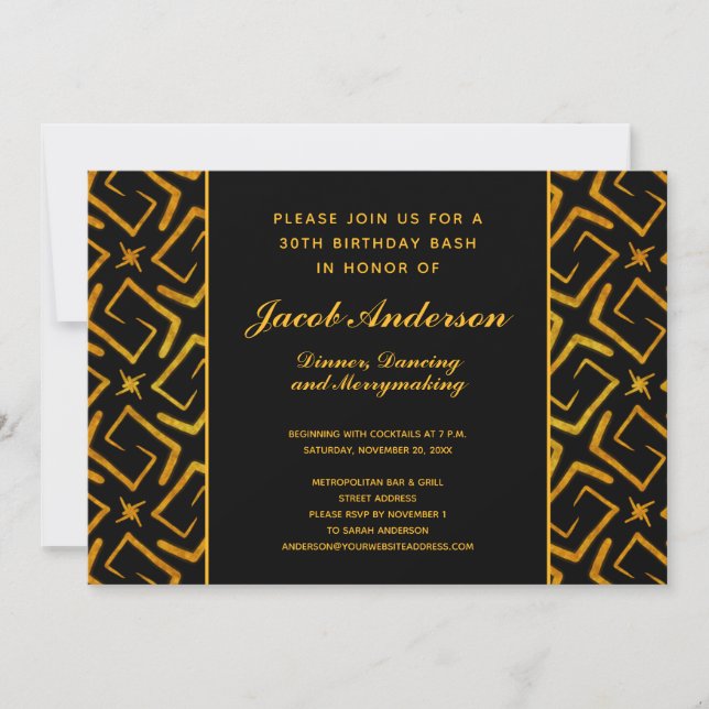 Middag och dans för 30års födelsedagparty elegant inbjudningar (Framsida)