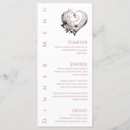 Middag och Pub menu-Modern Rosa Heart med blommor Meny
