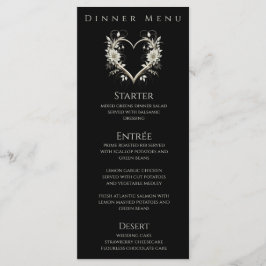 Middag och Pub menu-Moderna blommor med hjärta Meny