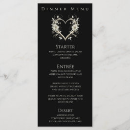 Middag och Pub menu-Moderna blommor med hjärta Meny