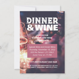 Middag och vin Foto Anpassad Flyer Inbjudan