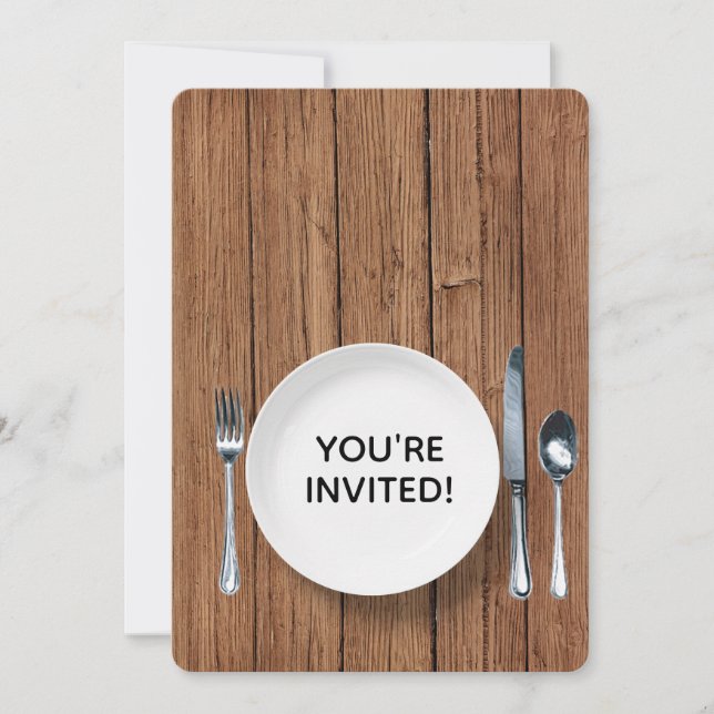 Middag Party Inbjudan på ekträ (Framsida)