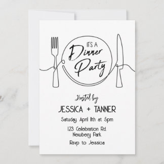 Middag Party, minimalistiskt Party, födelsedag, Inbjudningar