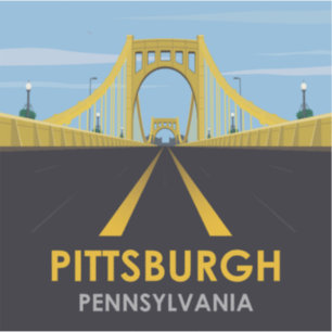 Middag Pittsburgh, bron över Vintage resor Klistermärken